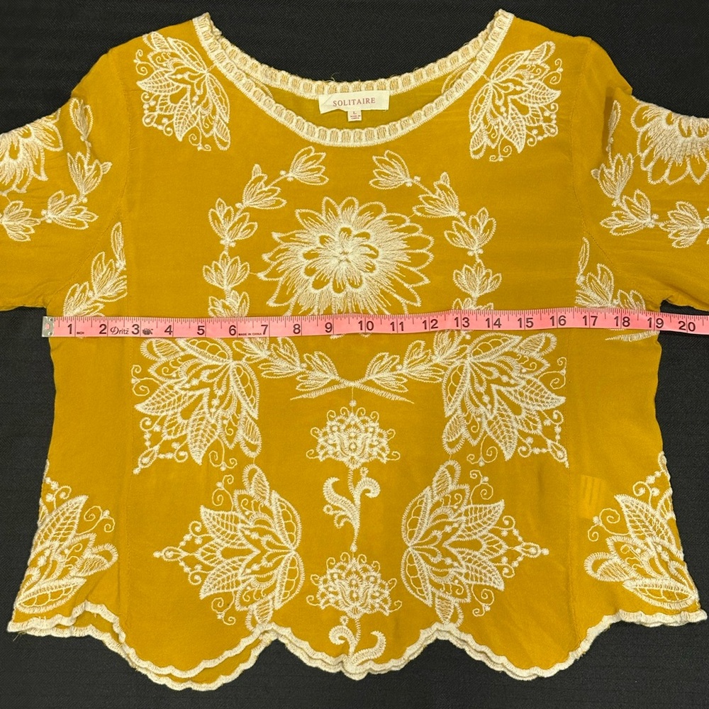 Solitaire Mustard Top with White Floral Embroidery - Picture 4 of 7